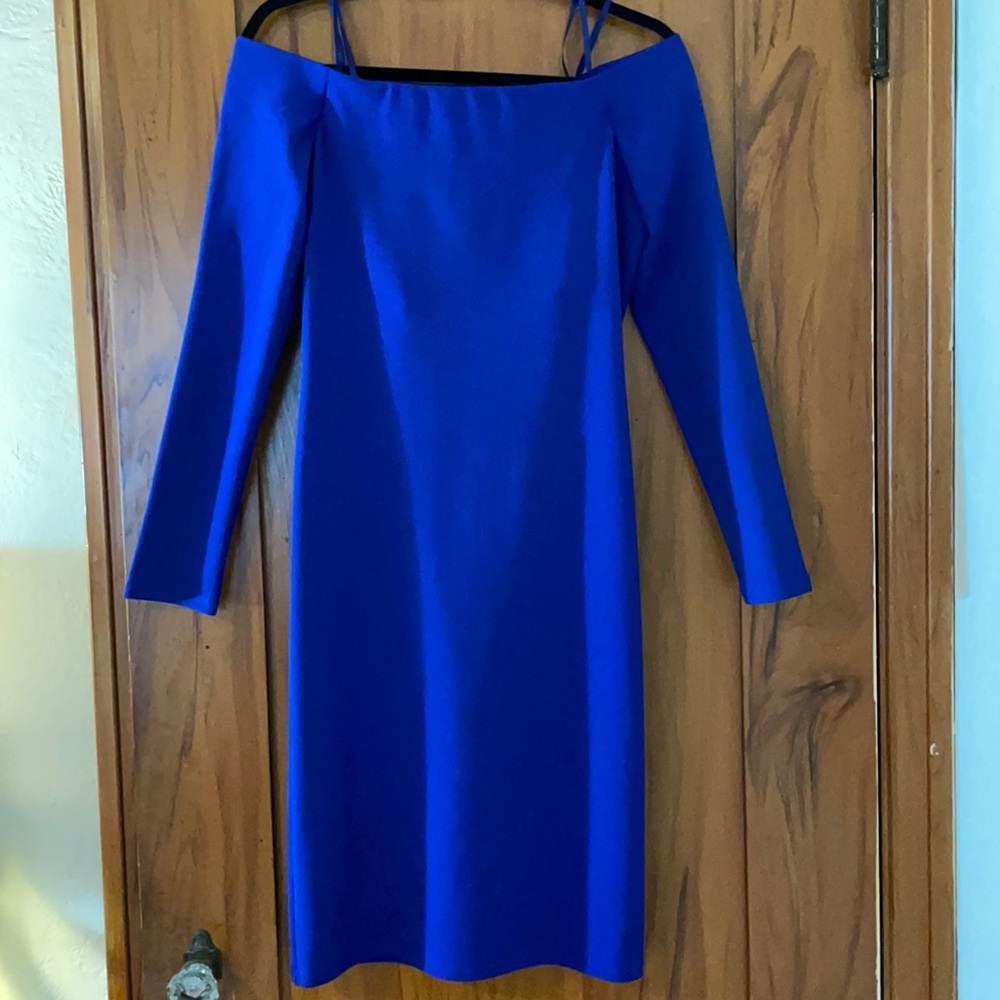 Eliza J Blue Off the Shoulder Dress